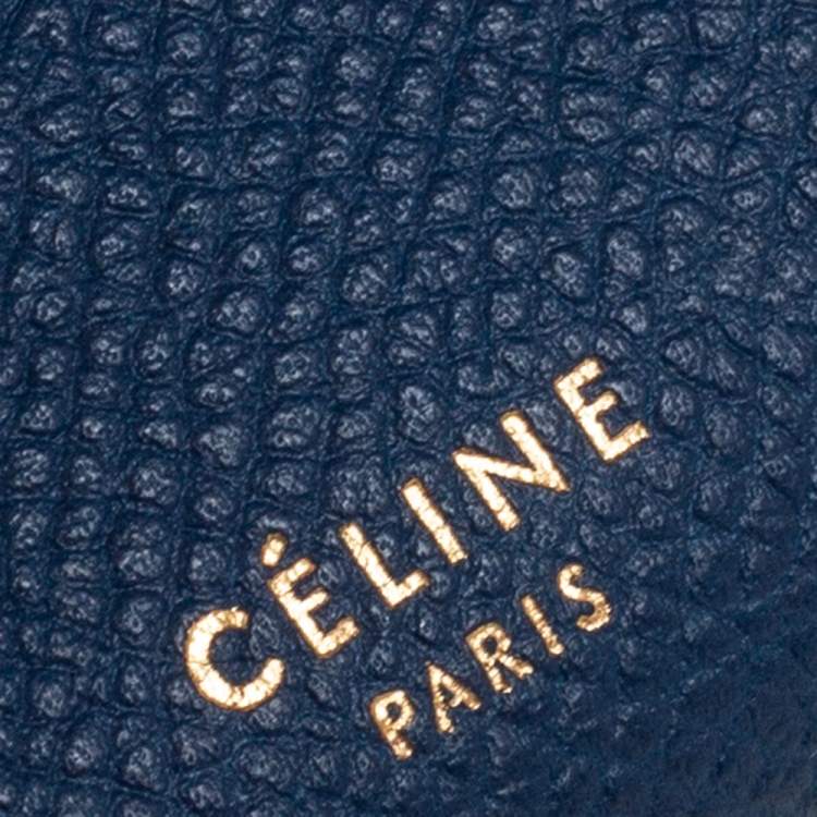 Pre Owned Celine Blue/Beige Leather Flap Card Holder