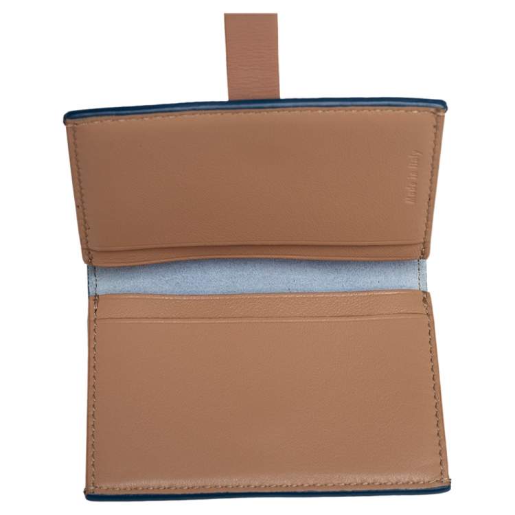 Pre Owned Celine Blue/Beige Leather Flap Card Holder