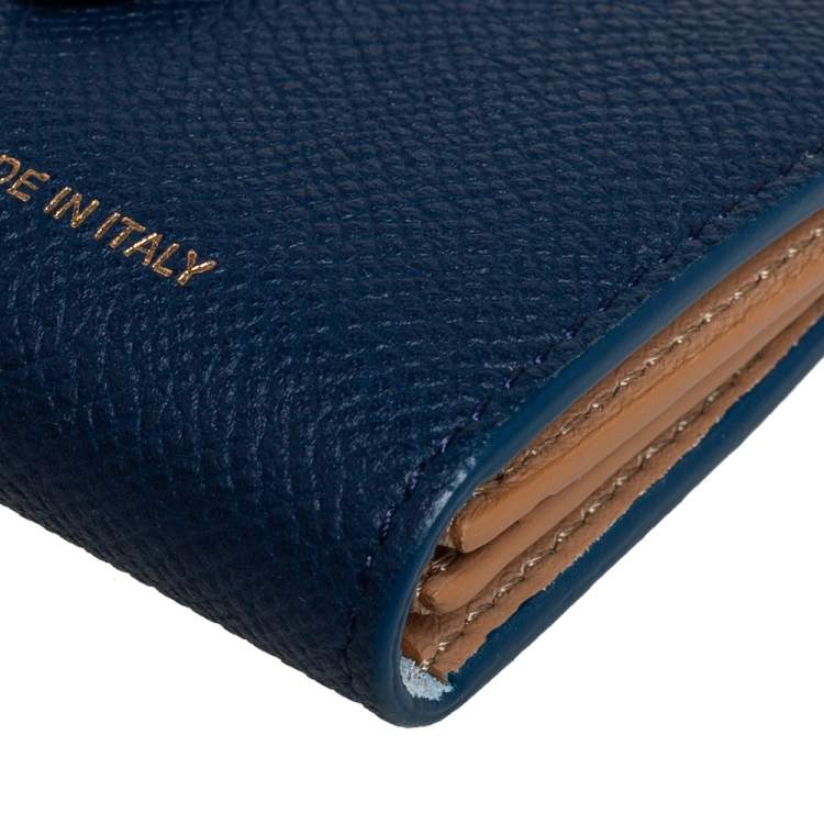Pre Owned Celine Blue/Beige Leather Flap Card Holder