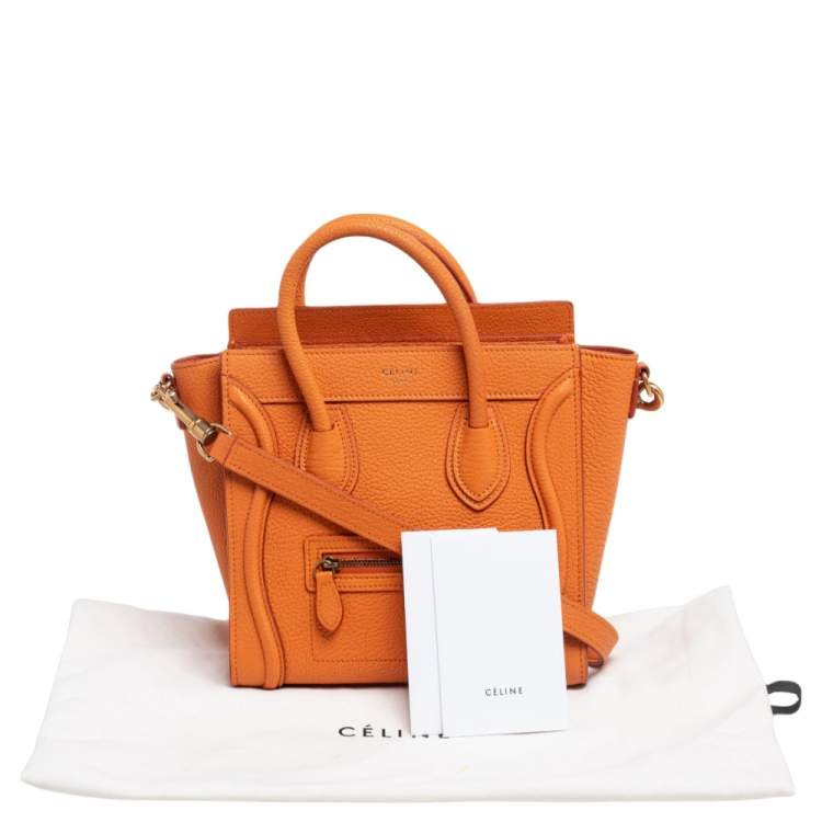Pre Owned Céline Orange Leather Nano Luggage Tote