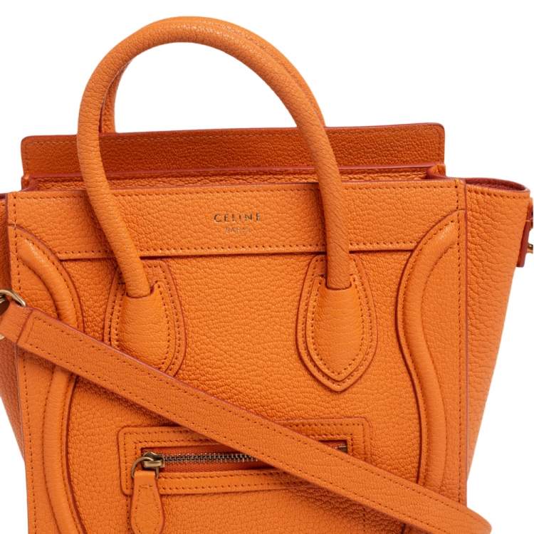 Pre Owned Céline Orange Leather Nano Luggage Tote