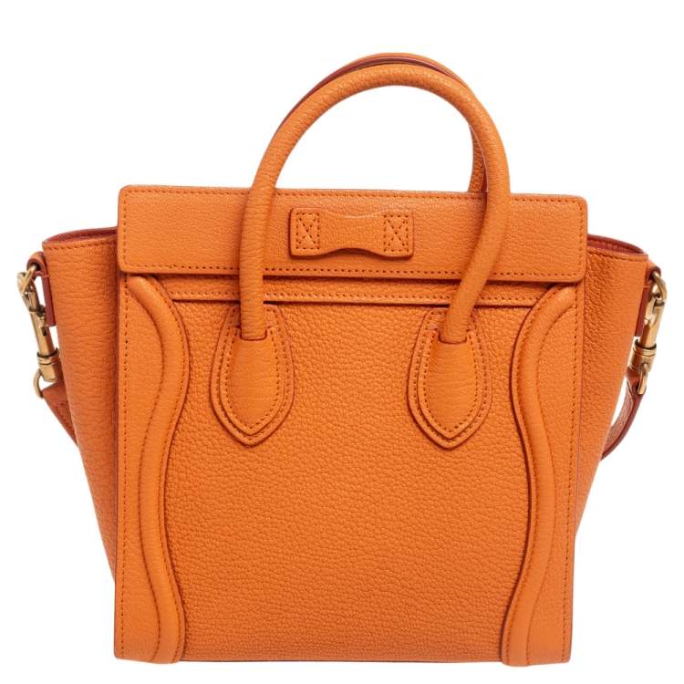 Pre Owned Céline Orange Leather Nano Luggage Tote