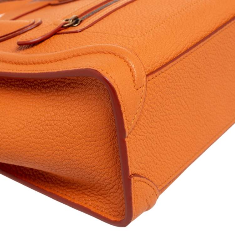 Pre Owned Céline Orange Leather Nano Luggage Tote