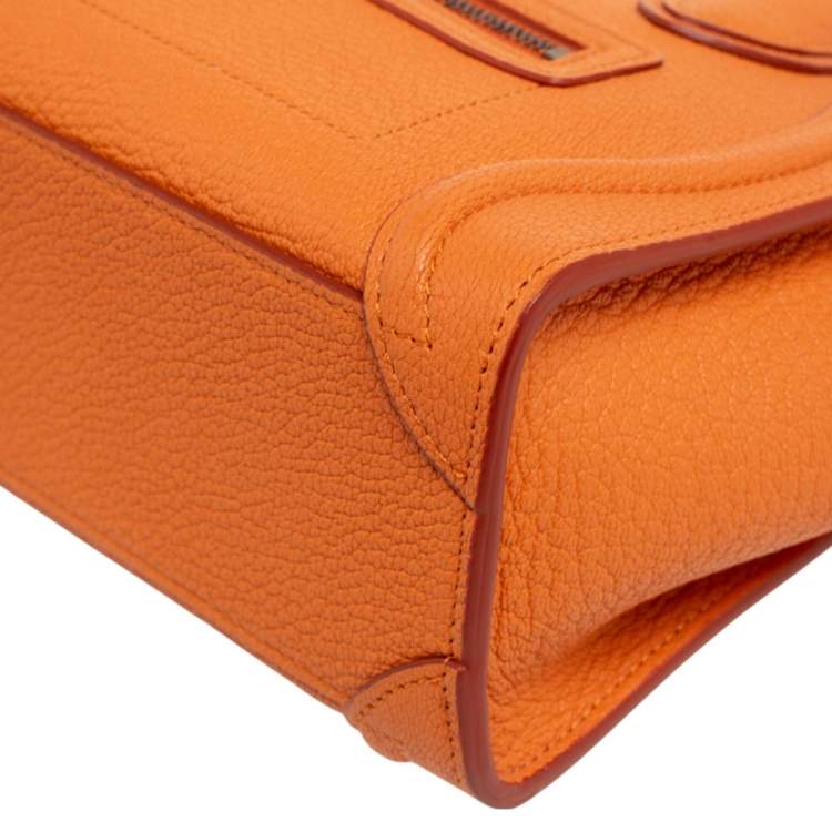 Pre Owned Céline Orange Leather Nano Luggage Tote
