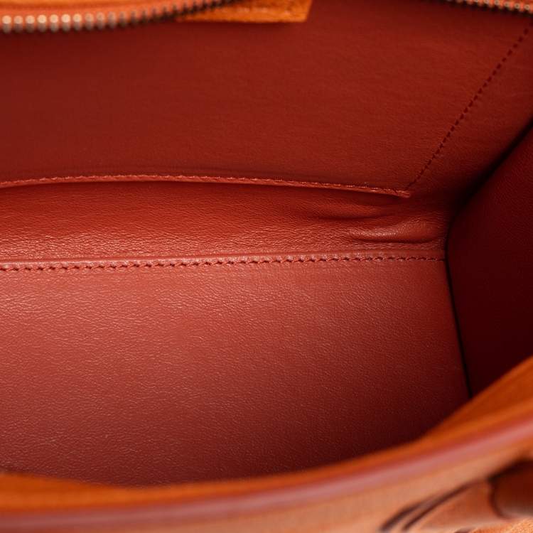 Pre Owned Céline Orange Leather Nano Luggage Tote