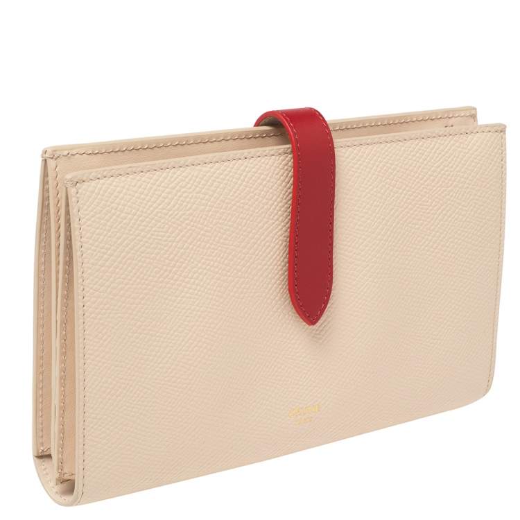 Pre Owned Celine Bicolor Leather Large Strap Wallet