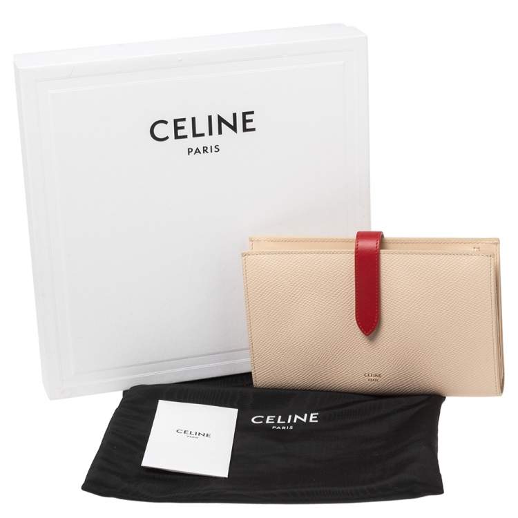 Pre Owned Celine Bicolor Leather Large Strap Wallet