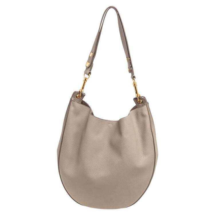 Pre Owned Celine Beige Leather Medium Hobo