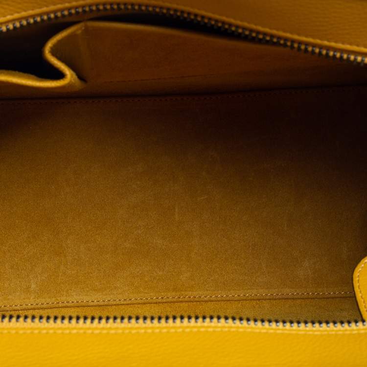 Pre Owned Celine Mustard Leather Micro Luggage Tote