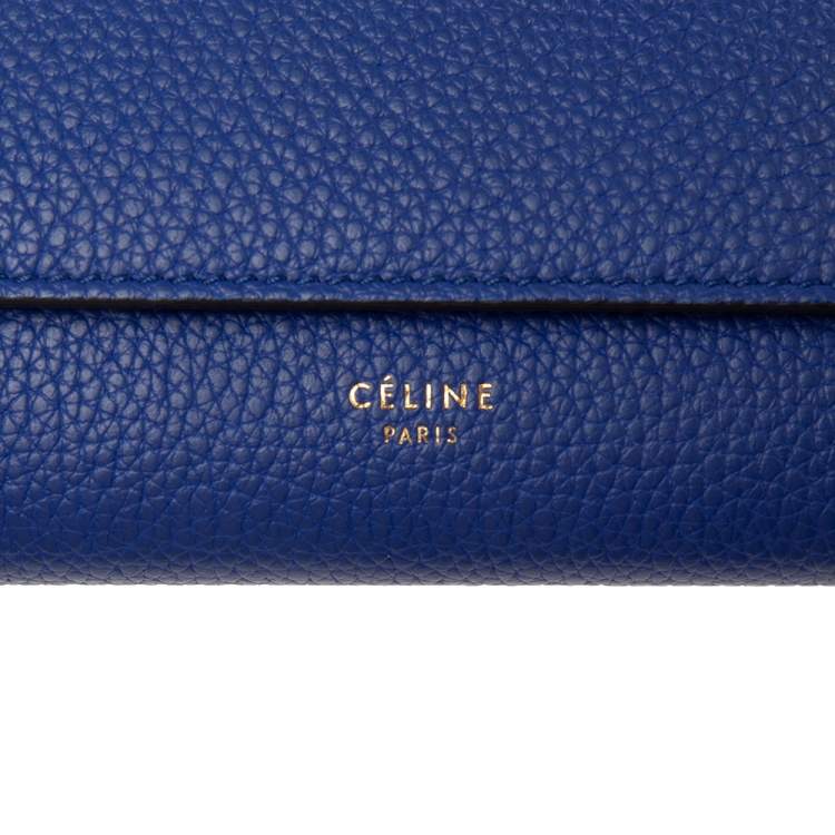 Pre Owned Celine Blue Leather Large Multifunction Flap Wallet