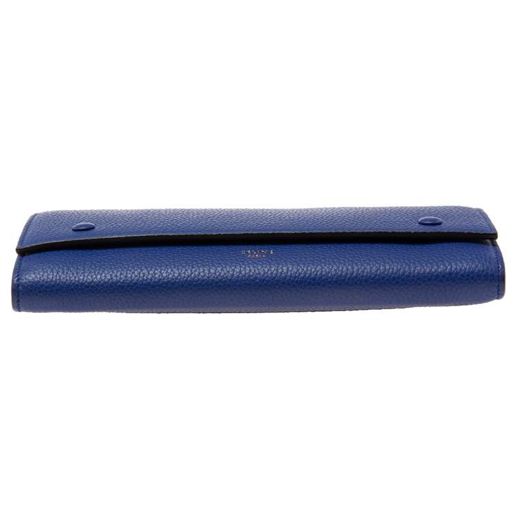 Pre Owned Celine Blue Leather Large Multifunction Flap Wallet