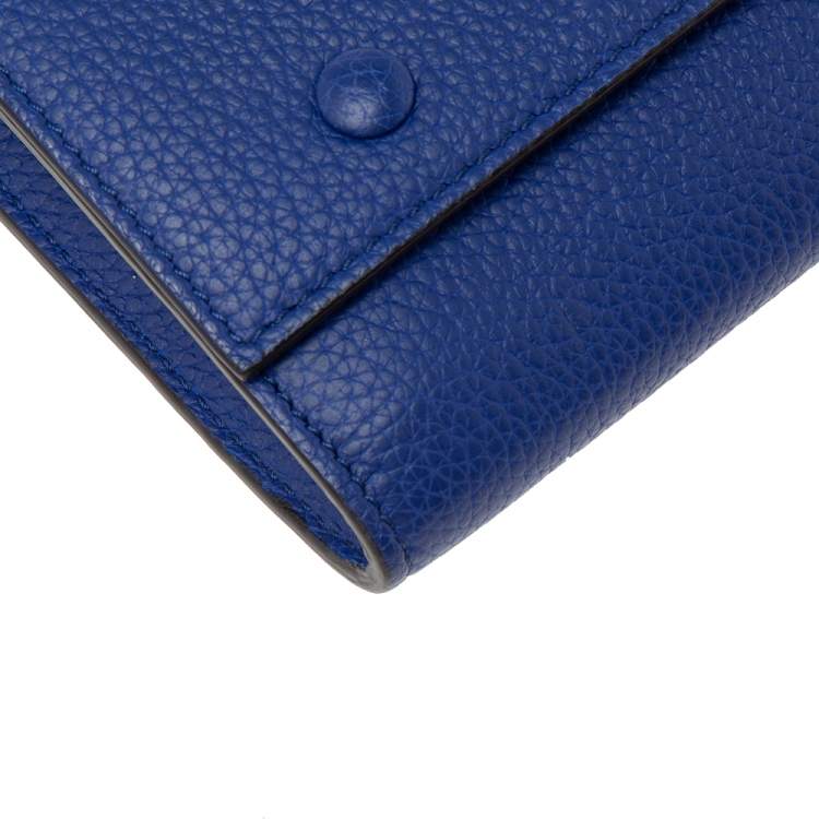 Pre Owned Celine Blue Leather Large Multifunction Flap Wallet