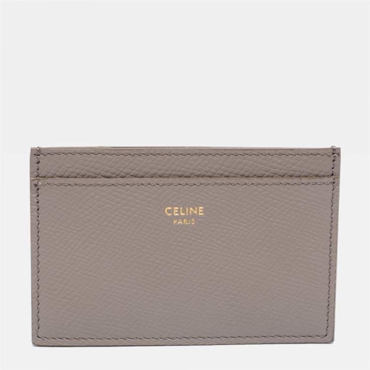 Pre Owned Celine Beige Grained Leather Card Holder