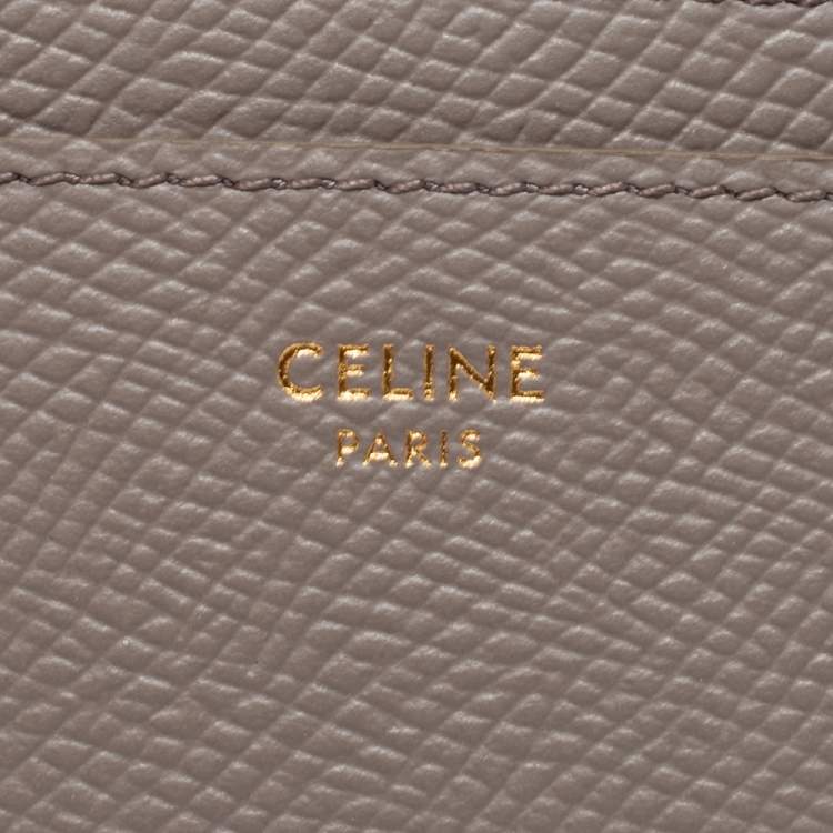 Pre Owned Celine Beige Grained Leather Card Holder