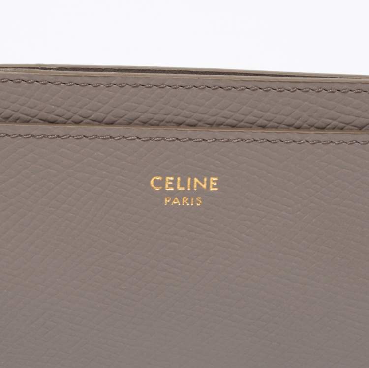 Pre Owned Celine Beige Grained Leather Card Holder