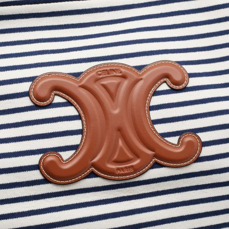 Pre Owned Celine Tricolor Striped Fabric and Leather Large Cabas Thais Tote