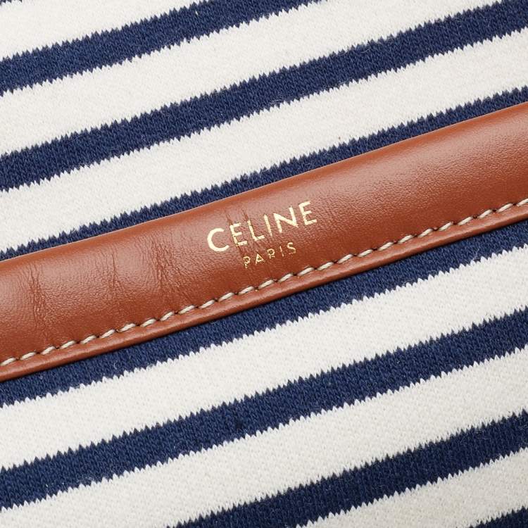 Pre Owned Celine Tricolor Striped Fabric and Leather Large Cabas Thais Tote