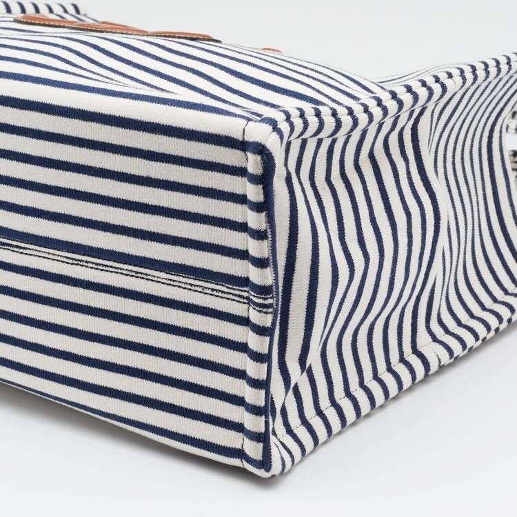 Pre Owned Celine Tricolor Striped Fabric and Leather Large Cabas Thais Tote