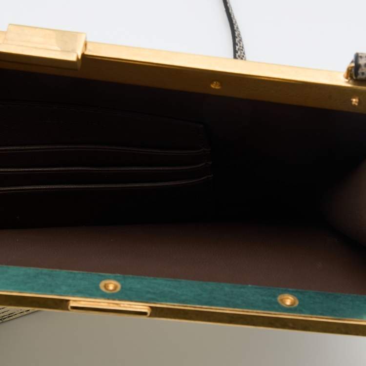 Pre Owned Celine Cream/Brown Lizard Clasp Crossbody bag