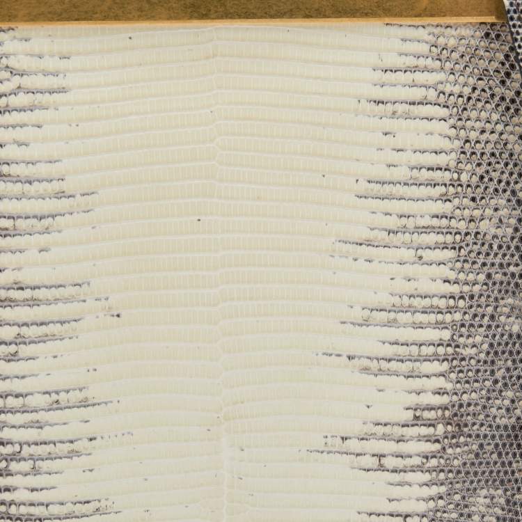 Pre Owned Celine Cream/Brown Lizard Clasp Crossbody bag