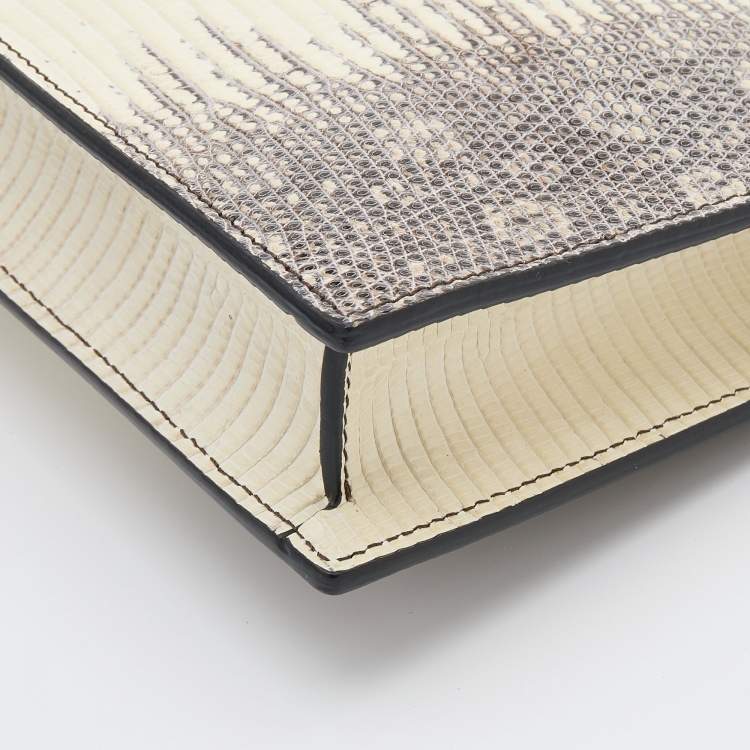 Pre Owned Celine Cream/Brown Lizard Clasp Crossbody bag