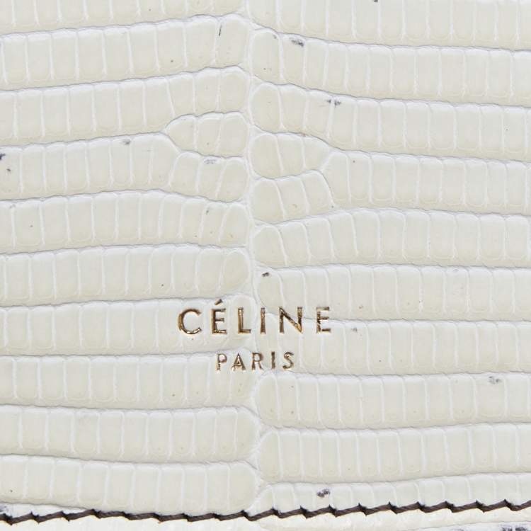 Pre Owned Celine Cream/Brown Lizard Clasp Crossbody bag