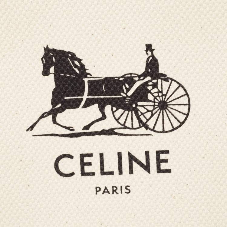 Pre Owned Celine Natural/Brown Sulky Print Canvas and Leather Mini Vertical Cabas Tote 