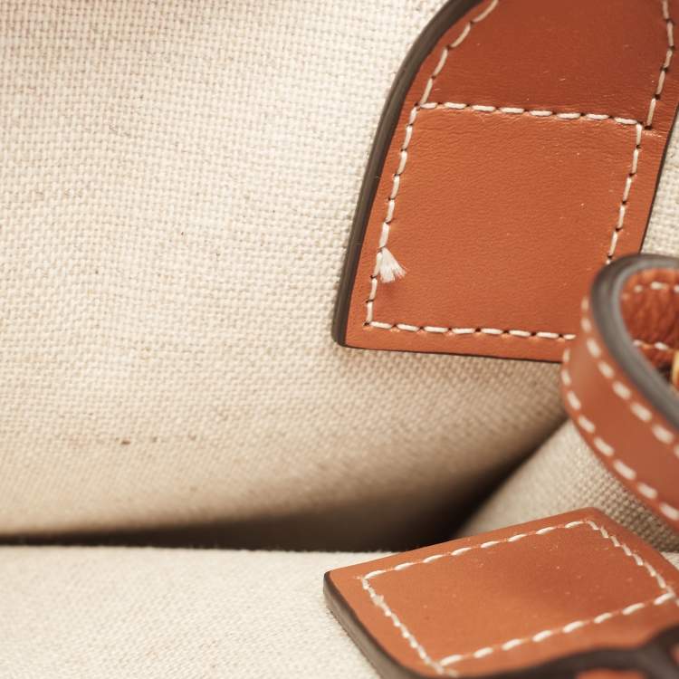 Pre Owned Celine Natural/Brown Sulky Print Canvas and Leather Mini Vertical Cabas Tote 