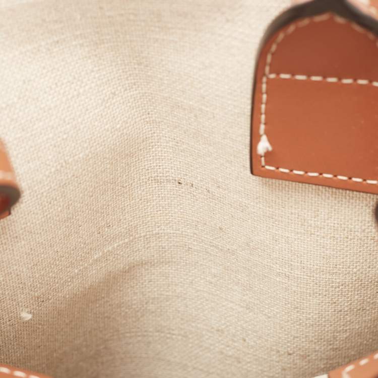 Pre Owned Celine Natural/Brown Sulky Print Canvas and Leather Mini Vertical Cabas Tote 