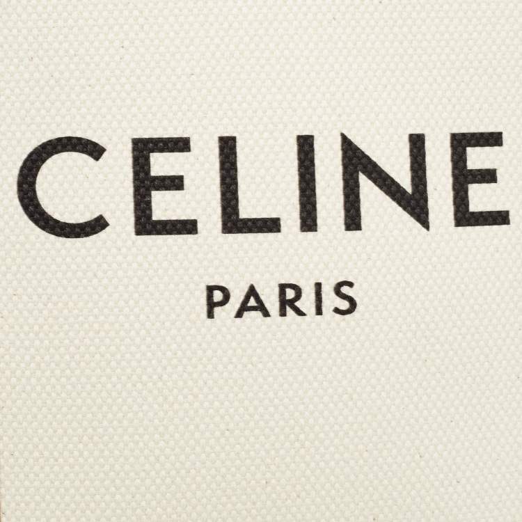 Pre Owned Celine Tan Logo Canvas and Leather Mini Vertical Cabas Tote 