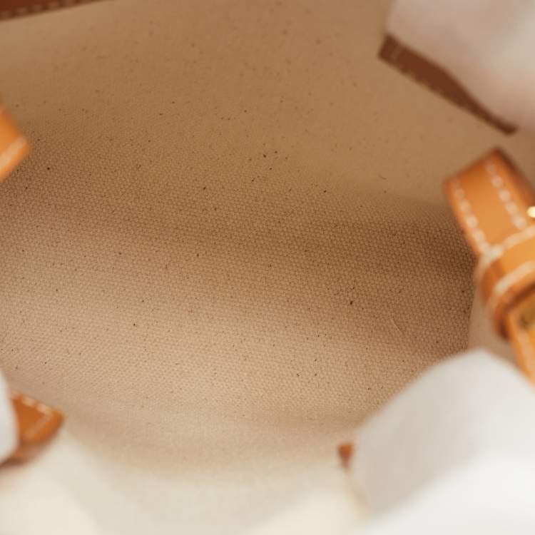 Pre Owned Celine Tan Logo Canvas and Leather Mini Vertical Cabas Tote 