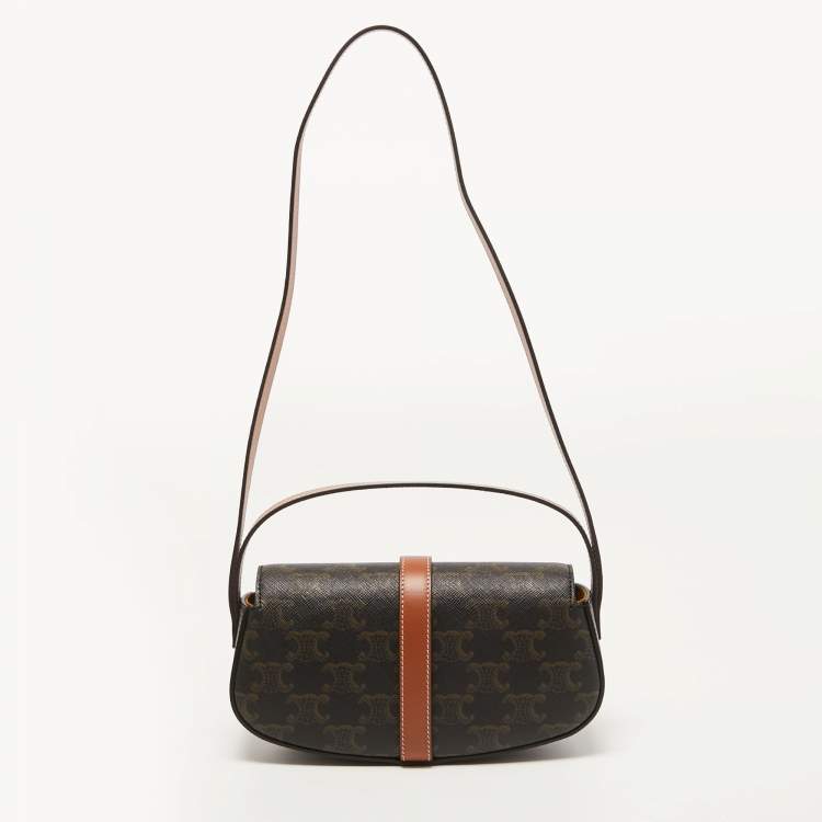 Pre Owned Celine Brown Triomphe Coated Canvas and Leather Tabou Clutch Bag