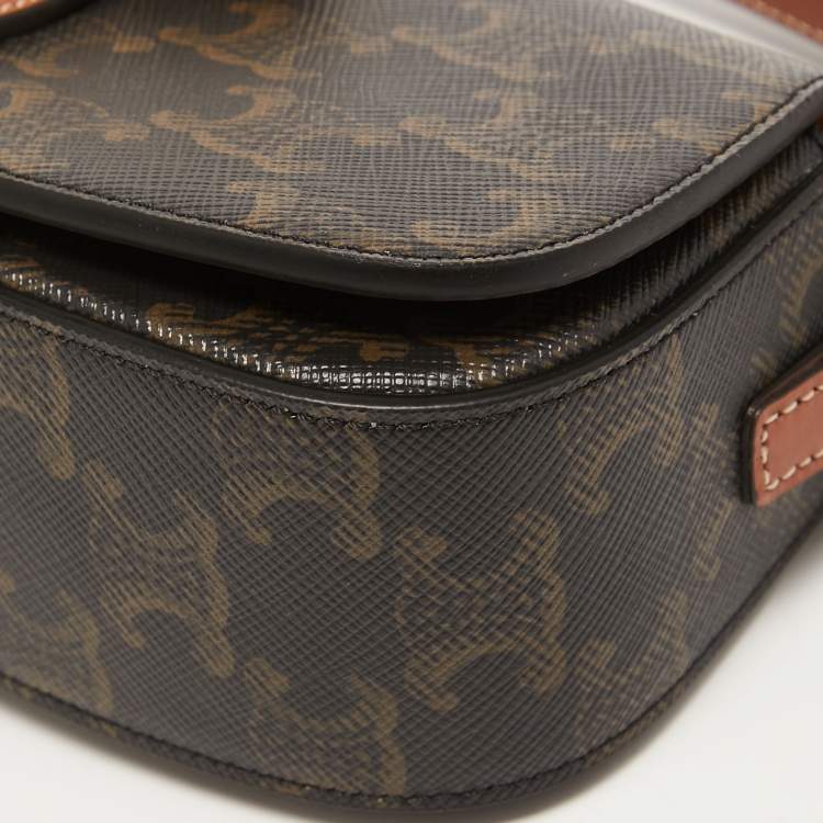 Pre Owned Celine Brown Triomphe Coated Canvas and Leather Tabou Clutch Bag