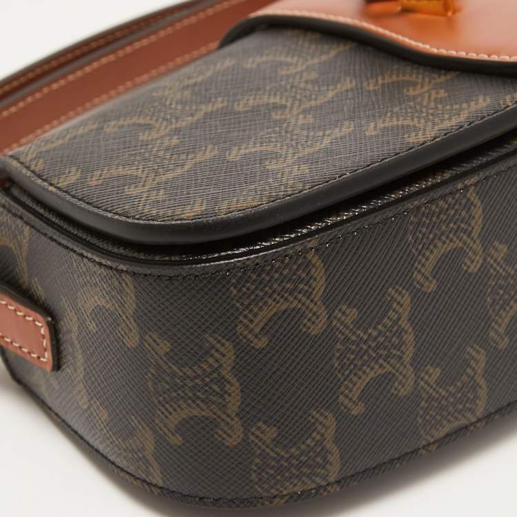 Pre Owned Celine Brown Triomphe Coated Canvas and Leather Tabou Clutch Bag