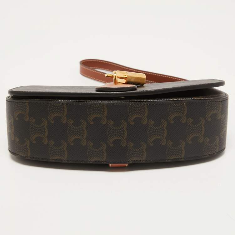 Pre Owned Celine Brown Triomphe Coated Canvas and Leather Tabou Clutch Bag