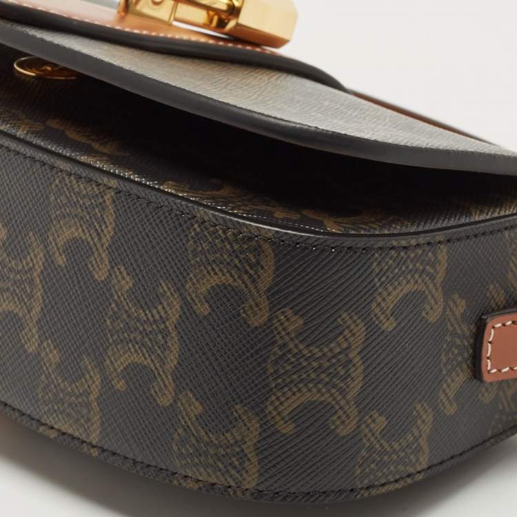 Pre Owned Celine Brown Triomphe Coated Canvas and Leather Tabou Clutch Bag