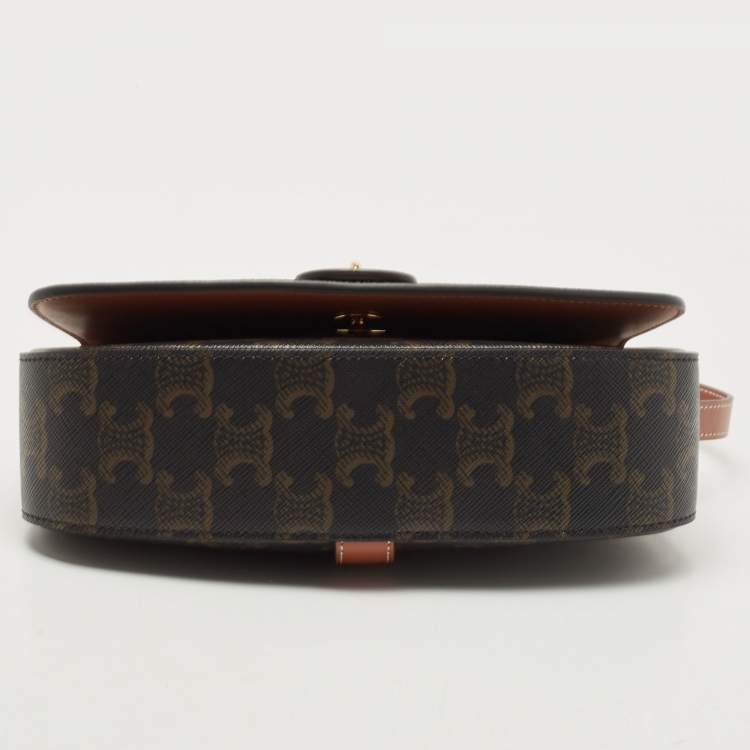 Pre Owned Celine Brown Triomphe Coated Canvas and Leather Tabou Clutch Bag