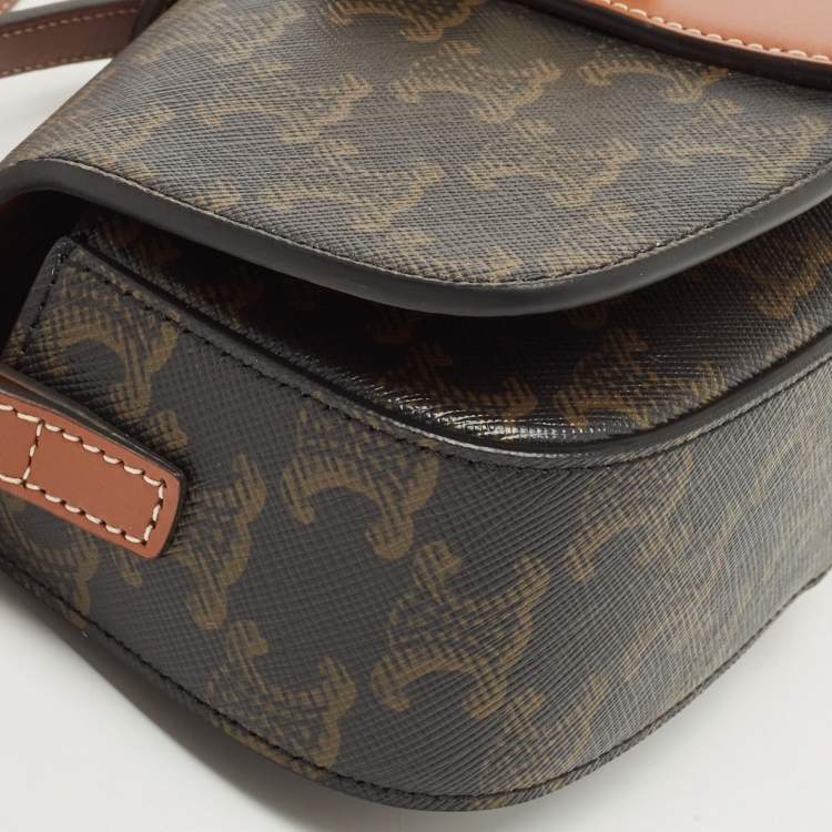 Pre Owned Celine Brown Triomphe Coated Canvas and Leather Tabou Clutch Bag