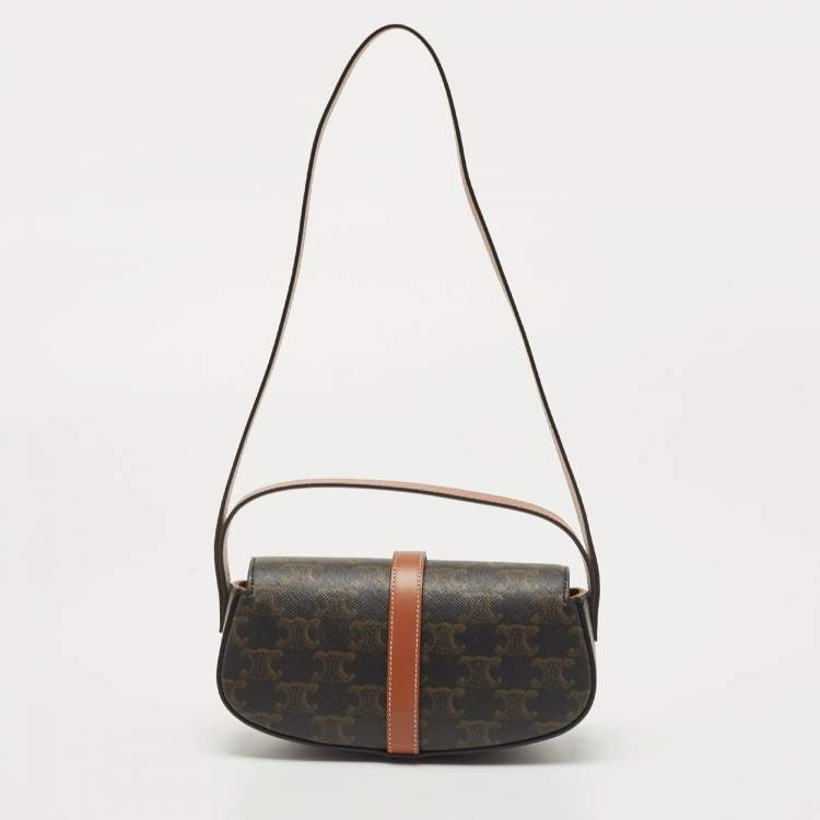 Pre Owned Celine Brown Triomphe Coated Canvas and Leather Tabou Clutch Bag