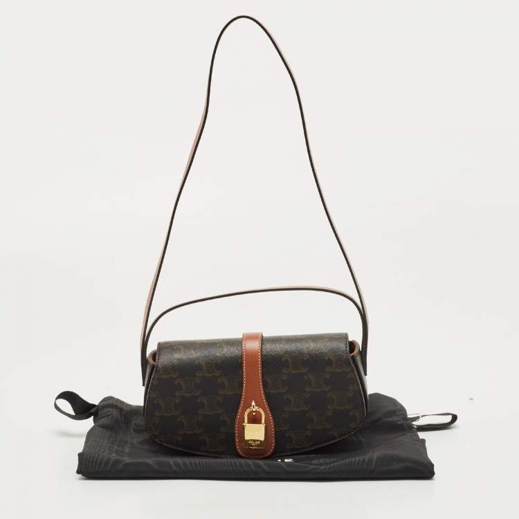 Pre Owned Celine Brown Triomphe Coated Canvas and Leather Tabou Clutch Bag