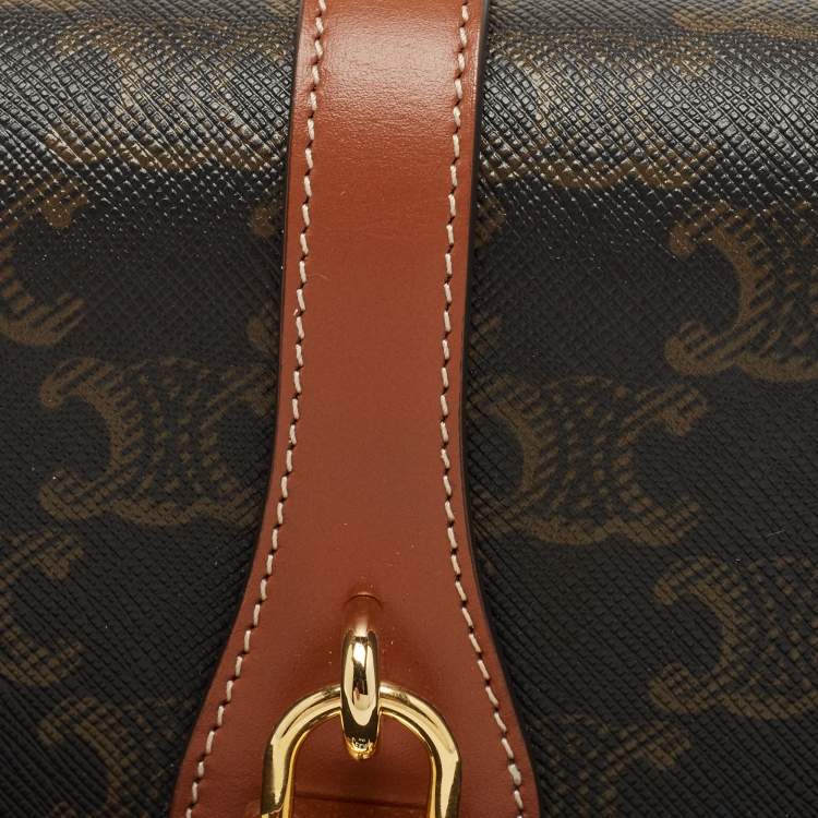 Pre Owned Celine Brown Triomphe Coated Canvas and Leather Tabou Clutch Bag