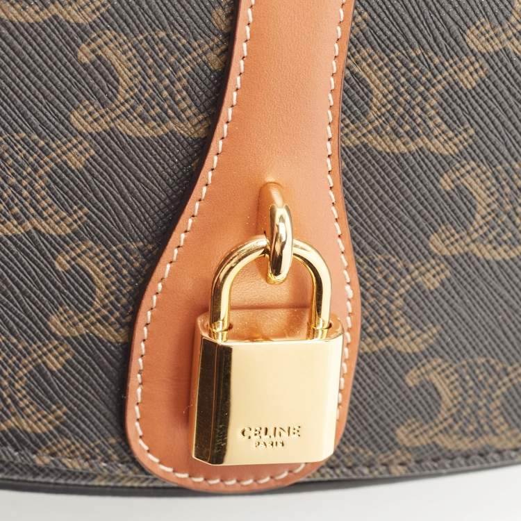 Pre Owned Celine Brown Triomphe Coated Canvas and Leather Tabou Clutch Bag