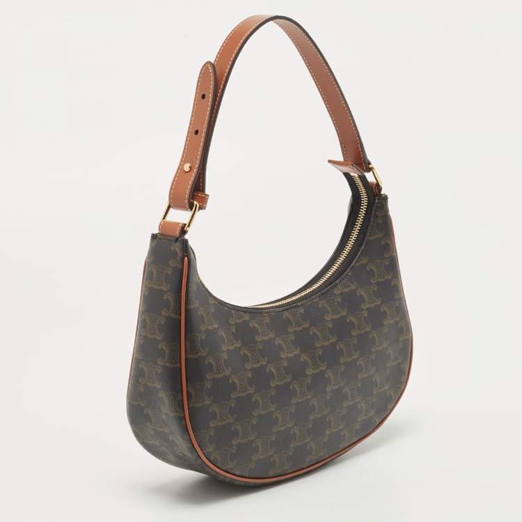 Pre Owned Celine Brown Triomphe Canvas and Leather Ava Shoulder Bag 