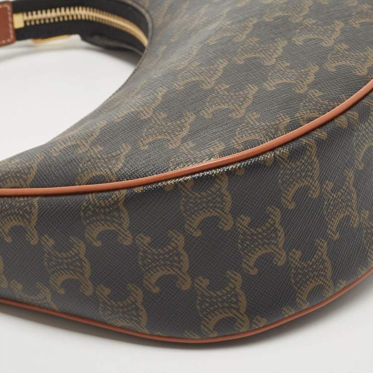 Pre Owned Celine Brown Triomphe Canvas and Leather Ava Shoulder Bag 