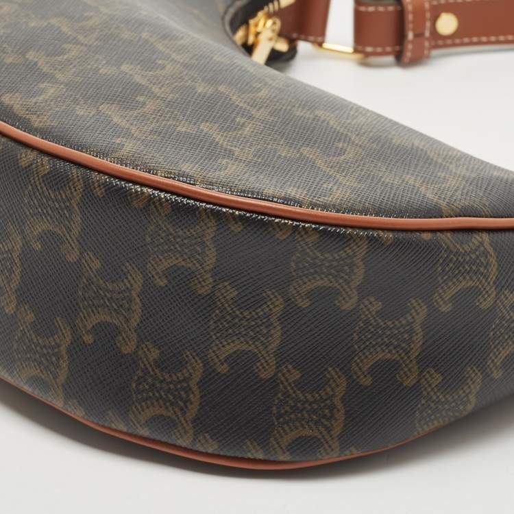 Pre Owned Celine Brown Triomphe Canvas and Leather Ava Shoulder Bag 