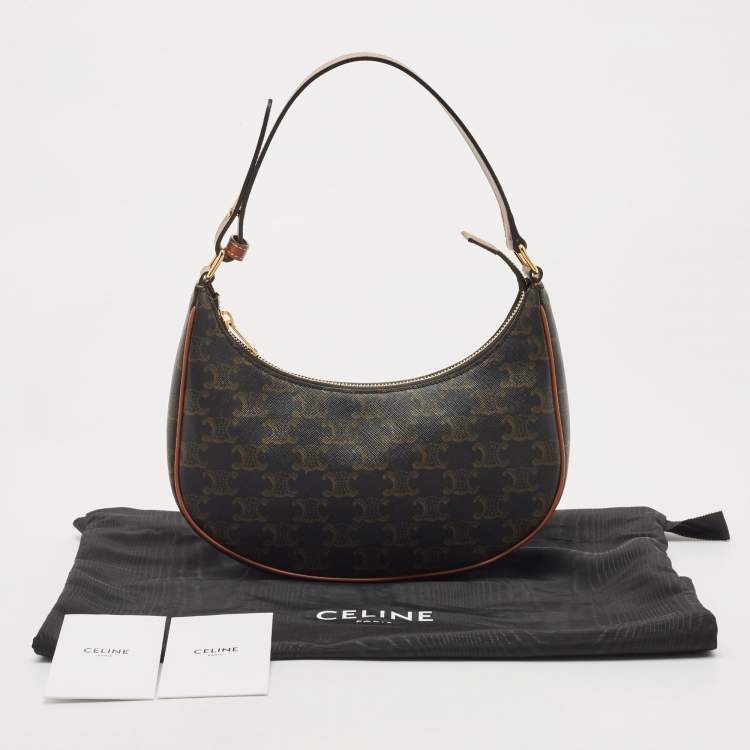Pre Owned Celine Brown Triomphe Canvas and Leather Ava Shoulder Bag 