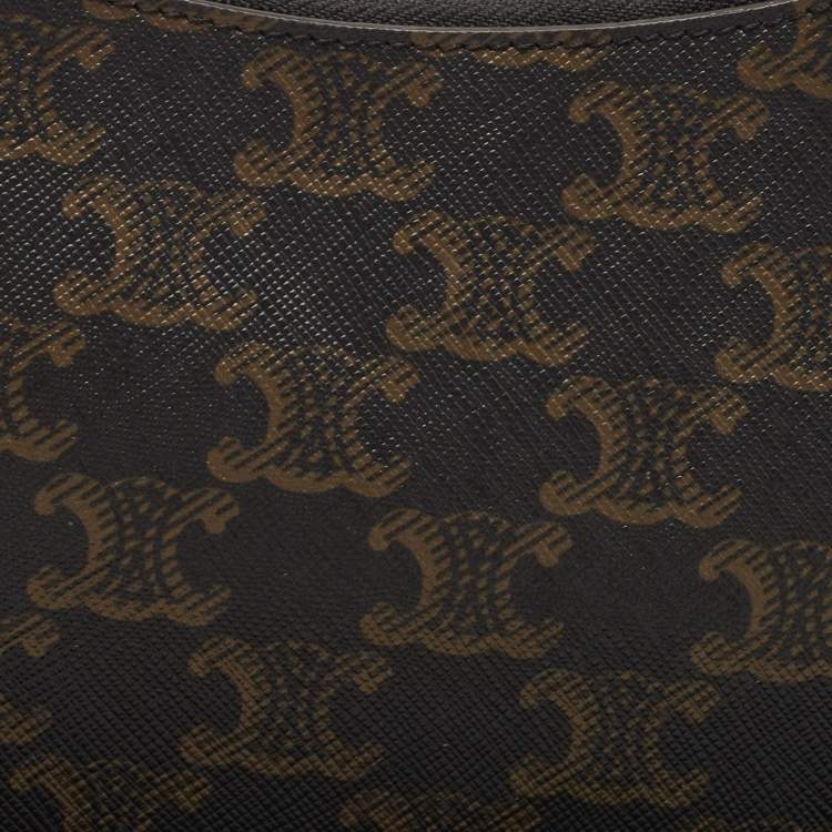 Pre Owned Celine Dark Brown Triomphe Coated Canvas and Leather Ava Hobo