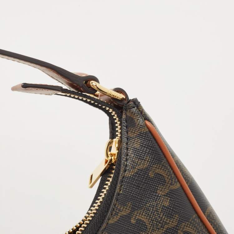 Pre Owned Celine Dark Brown Triomphe Coated Canvas and Leather Ava Hobo