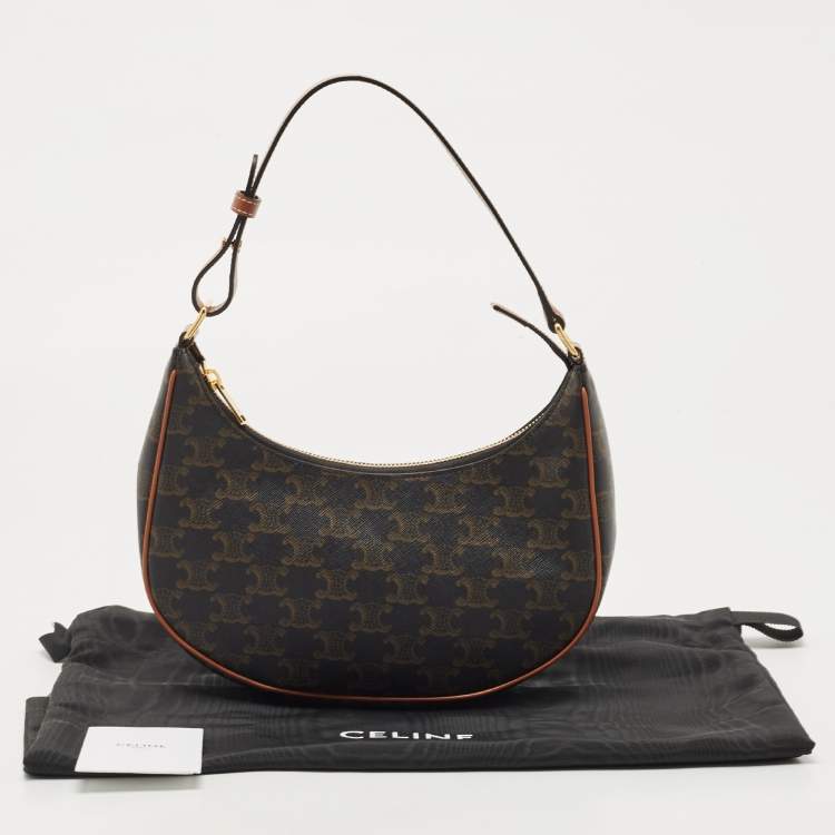 Pre Owned Celine Dark Brown Triomphe Coated Canvas and Leather Ava Hobo