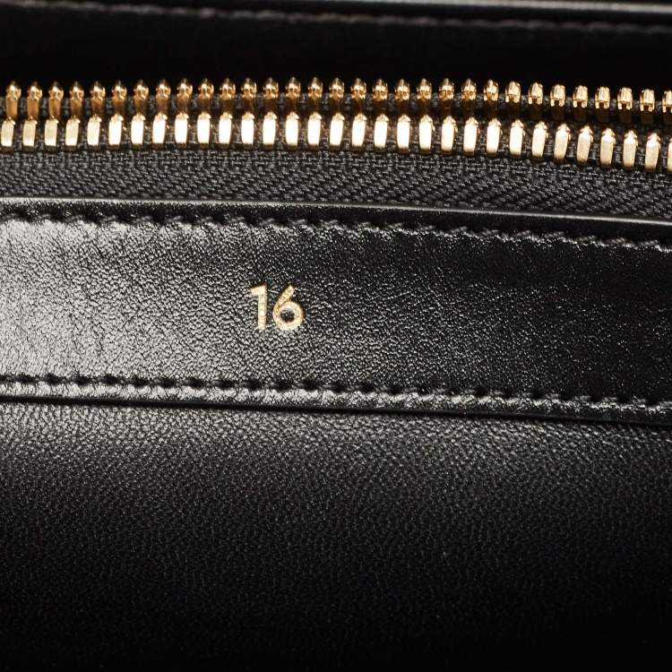 Pre Owned Celine Black Leather Medium Classique 16 Top Handle Bag